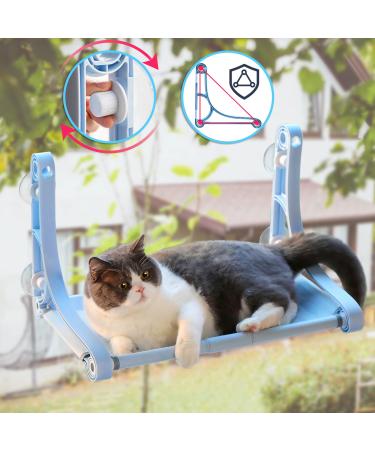 Cat Hammock, Cat Window Perch for Indoor Cats,Kitty Bed Large Pet Resting Seat Suction Cups Kitten Furniture for Sleeping, Playing (Blue)