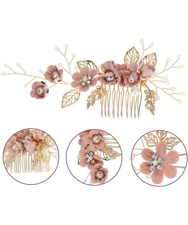 Ling & Bai Wedding Hair Comb Bridesmaid Rhinestone Hair Pins Piece Pearl Floral Hair Accessories for Woman and Girls (Pink) - Buy Online on GoSupps.com