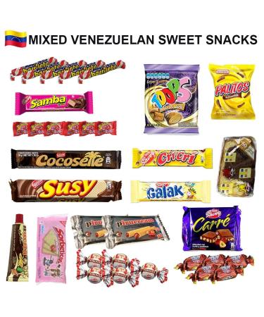 Latin Sabor Venezuelan Sweet Snacks Gift Crate - Assorted Cookies, Chips & Candies Mix - Cocosette, Susy, Toronto Chocolate - 30 Count - Buy Online on GoSupps.com