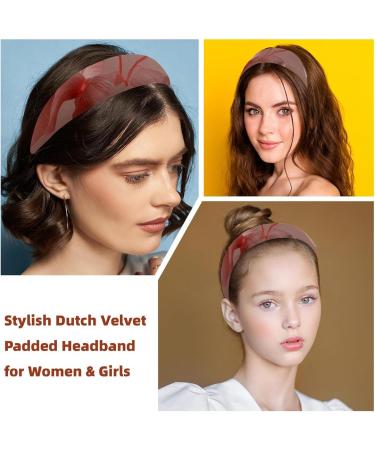 Headbands Women Hair Head Bands 2 Pieces Wide Top Turban Velvet Hair Bands Elastic Headband Pink Flower Pink Background Cute Fashion Head Wrap 2 Size Multi-colored 4 - Buy Online on GoSupps.com