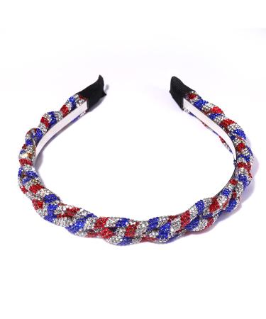 Patriotic Rhinestone Twist Headband for Women | Red White Blue Crystal Hairband for 4th of July Holiday Party - Buy Online on GoSupps.com