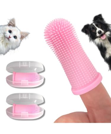 Pawsonly finger toothbrush dog cat |Set of 2 |Storage box |Silicone |Dental care |Tooth cleaning |Toothbrush for dog cats little ones |Dog toothbrush |Dog toothbrush (pink)