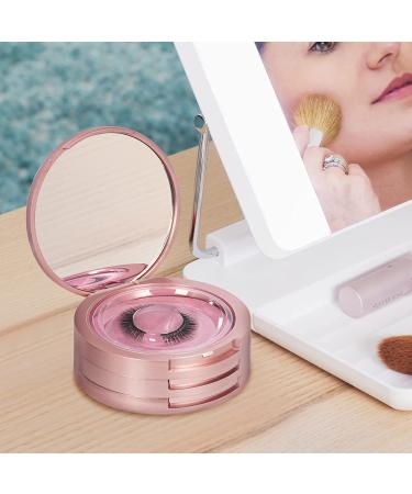 Buqikma 3-Layer Circle Eyelash Box with Mirror - Rose Gold Empty Lash Storage Case Organizer for Travel - Cosmetic Lash Holder Included - Buy Online on GoSupps.com