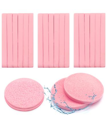 120 Pieces Facial Sponge Compressed Face Wash Sponges Makeup Removal Cosmetic Sponges Pad Professional Exfoliating Round Sponge for Cleansing Spa Women Girls(Pink)