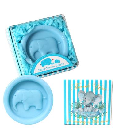 AiXiAng Cute Mini 24 Pieces Little Elephant Style Soaps in Blue Gift Packaging for Baby Shower Favors Blue Elephant Soaps-click for More Choice