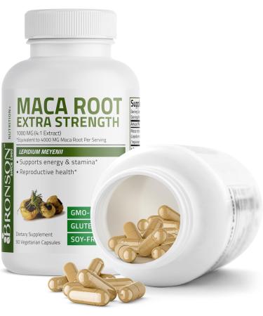 Buy Bronson Maca Root Extra Lepidium Meyenii - Non-GMO 90 Vegetarian Capsules | Vegan Supplement for Energy & Vitality - Buy Online on GoSupps.com