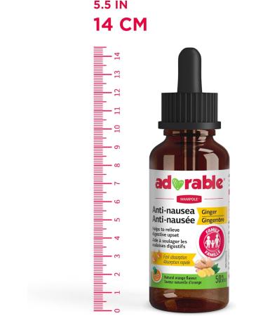 Adorable Anti-Nausea Ginger Liquid Non-Drowsy Nausea & Upset Stomach Formula 60 mg of Ginger per dose - 50 mL - Buy Online on GoSupps.com