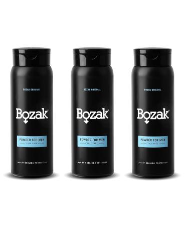 Bozak Cooling Body and Foot Powder for Men Talc Free Jock Itch Defense Deodorant Stops Chafing Absorbs Sweat and Keeps Skin Dry with Menthol 4 oz - Fresh - PACK OF 3