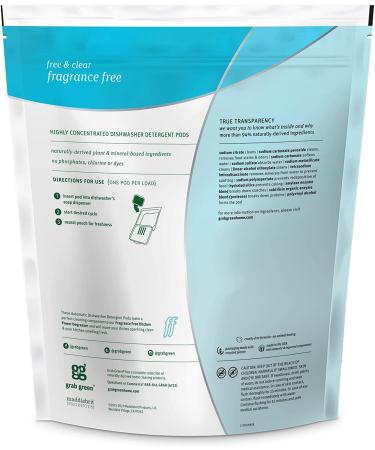 Grab Green Automatic Dishwashing Pods - 60 Count, Fragrance-Free, Plant-Based, Powerful Grease Removal - Buy Online on GoSupps.com