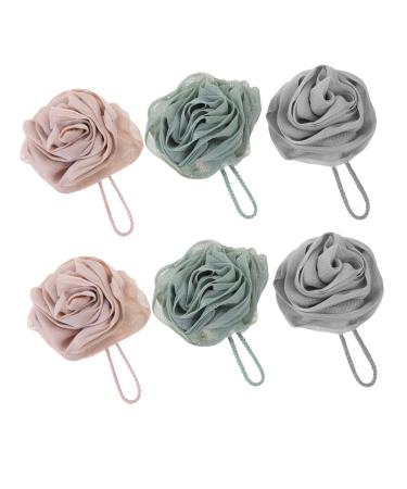 Balacoo 6pcs Flower Shaped Bath Ball Shower Accessories Womens Bathroom Accessories Loofah Brush Shower Scrubber for Body Loofah Back Scrubber Shower Puff Ball Sponges Shape Pouf