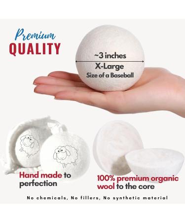 Organic Wool Dryer Balls XL - 6 Pack | Eco-Friendly Fabric Softener Reusable & Ethical | Say No to Dryer Sheets - Buy Online on GoSupps.com
