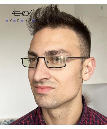 Eyekeper Blue Light Filter Reading Glasses - UV420 Protection Semicircular Design +2.50 Magnification Metallic Blue-Gray Frame - Buy Online on GoSupps.com