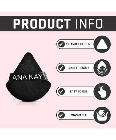 ANA KAY Premium Makeup Powder Puff Set - 6 Pack Black Triangle Puffs for Setting & Foundation Makeup - Buy Online on GoSupps.com
