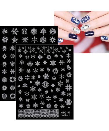 JMEOWIO 9 Sheets Christmas Nail Art Stickers Decals Self-Adhesive Snowflake Winter Holiday White Nail Supplies Nail Art Design Decoration Accessories - Buy Online on GoSupps.com