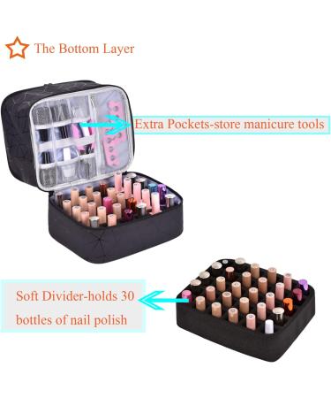 CTWWFS PU Leather Nail Polish Organizer & Lamp Case - Holds 30 Bottles, Manicure Tools Storage - Black - Buy Online on GoSupps.com