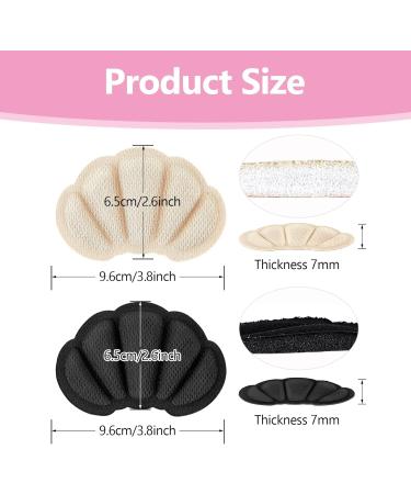 Sibba Heel Grips Liner Cushions - 4 Pairs for Loose Shoes | Anti-Slip Protectors for Blisters | Comfortable Heel Pads for Men & Women | Black & Nude - Buy Online on GoSupps.com