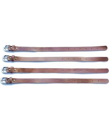 Jeereal Genuine Leather Stirrup Straps (4 Pack) - Adjustable Length Bourbon Brown | Metal Buckle | Premium Quality - Buy Online on GoSupps.com