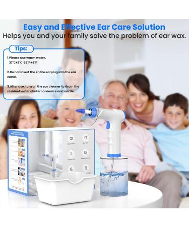 Electric Ear Wax Removal Kit with 5 LED Lights - Ear Cleaning System for Adults & Kids - 4 Pressure Modes - Includes 20 Earplugs - Blue - Buy Online on GoSupps.com
