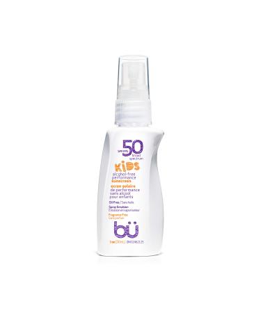 Bu SPF 50 Sunscreen Spray KIDS - Sweat & Water-Resistant. Clear  Moisturizing  Non Comedogenic. Oil  Alcohol and Cruelty-Free. Travel  Sport  Sensitive Skin. 1 Ounce