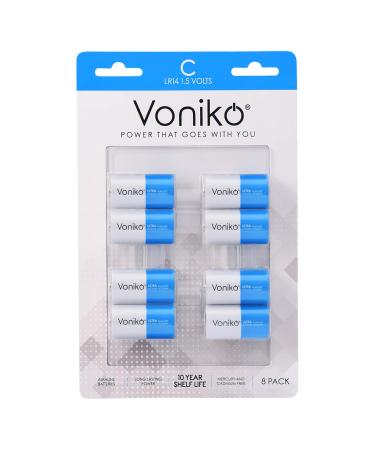 Voniko Ultra Alkaline C Batteries,C Size LR14 Batteries 8 Pack 10-Year Shelf Life and 6-9 Times The Power as Carbon Batteries, C Cell 1.5 Volt Battery 1 Count (Pack of 8) C