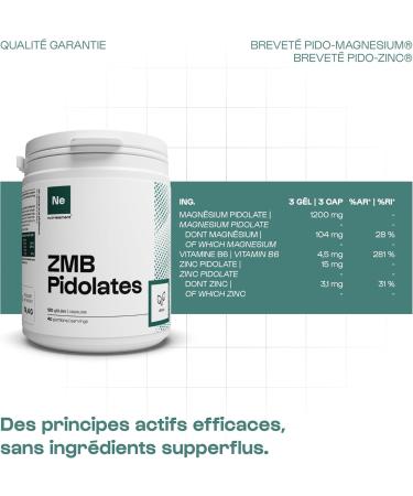 ZMB Pidolates 120 Capsules | Zinc + Magnesium + Vitamin B6 | 100% Natural Patented Formula Nerve and Muscle Relaxation Sleep Quality Vegan | Nutrielement By Nutrimuscle - Buy Online on GoSupps.com