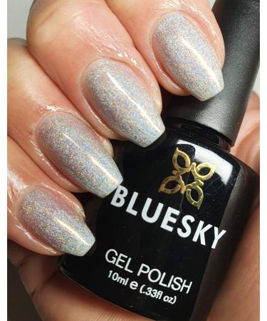 Bluesky Gel Nail Polish HOLOGRAPHIC SILVER GLITTER BSH031 Requires Drying Under UV or LED Lamp