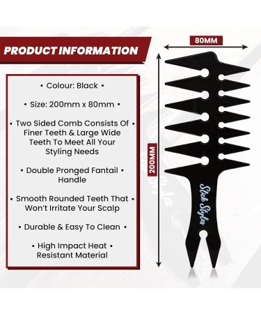 Slick Styles Black Texture Comb - Wide Toothed Barbers Comb for Men - 200mm x 80mm - Buy Online on GoSupps.com
