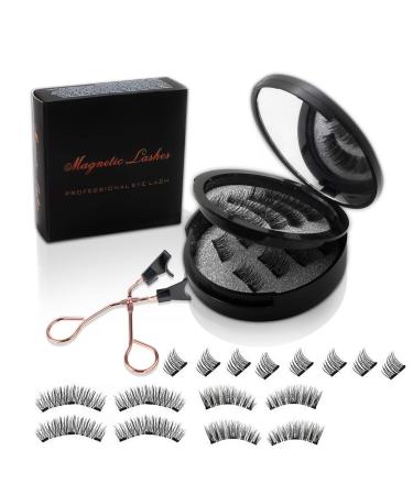 Magnetic Eyelashes without Eyeliner  Reusable Dual Magnetic lashes with 4 Pair  Looking Natural No Glue 3D False Eyelashes Kit with Applicator  Fake Lashes Extension  Easy to Wear