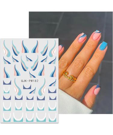 JMEOWIO 12 Sheets Flower Line Nail Art Stickers Decals Self-Adhesive Black White Nail Supplies Nail Art Design Decoration Accessories - Buy Online on GoSupps.com