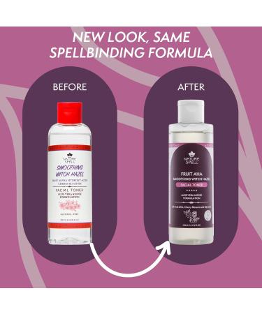 Nature Spell Witch Hazel Facial Toner With Fruit Alpha Hydroxy Acids Cherry Blossom Aloe Vera & Rose Water 200 Ml - Smoothing Facial Toner With Natural Aha'S - Alcohol Free Formulation - Buy Online on GoSupps.com