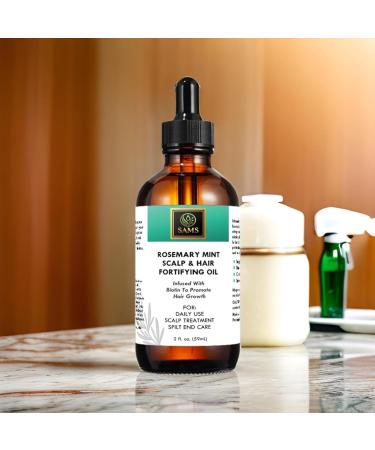 SAMS Rosemary Mint Hair Growth Oil - Organic Scalp Treatment for Fast Hair Growth | Strengthens & Nourishes Prevents Breakage 2 fl oz - Buy Online on GoSupps.com