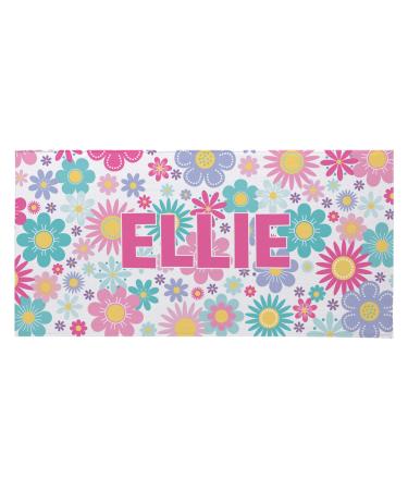Let's Make Memories Personalized Beach Towel  Pretty Pattern  Vacation Gear  for Beach and Pool Lovers  Flower Design - Customize with Name