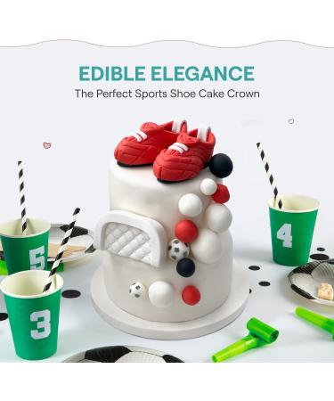 SugarArt Football Boot Set Edible Cake Topper - (Red) Handmade Football Cake Decorations - Perfect on Fondant Butter Cream & More - Football Cake Toppers - Made of Sugar - Contains Food Colors - Buy Online on GoSupps.com