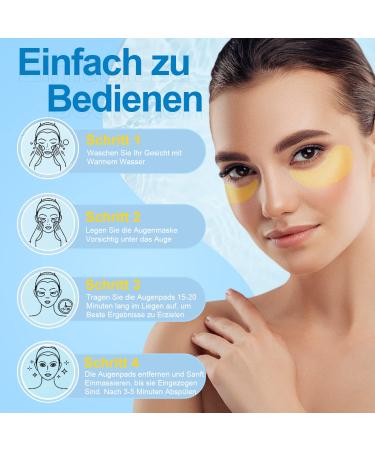 24K Gold Eye Pads - 60 Anti-Aging Masks for Dark Circles Puffiness & Wrinkles with Hyaluron & Collagen - Buy Online on GoSupps.com
