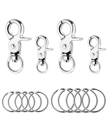 Molain 4 Set Dog Tag Clips with 10 Pieces Dog Tag Rings Durable Dog ID Tag with Rings for Dogs and Cats Collar Harnesses