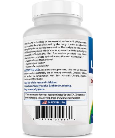 Best Naturals L-Methionine 500mg - 120 Veggie Capsules | Premium Quality - Buy Online on GoSupps.com