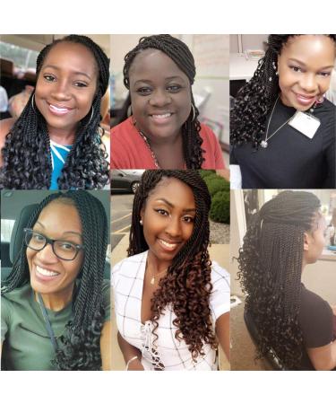 5 Packs 18 Inch Box Braids Crochet Hair with Curly Ends in 1B/Purple | Synthetic Extensions for Women - Goddess Senegalese Twist - Buy Online on GoSupps.com