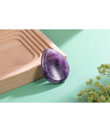 Amethyst Carved Thumb Worry Stone - Natural Healing Crystal Pocket Palm Stone - Buy Online on GoSupps.com