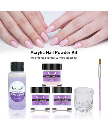 Anself Acrylic Nail Kit Acrylic Powder & Liquid Set with Nail Brush 3 Colors Nail Powder Kit for Beginners Nail Art DIY Nail Beauty Tools - Buy Online on GoSupps.com