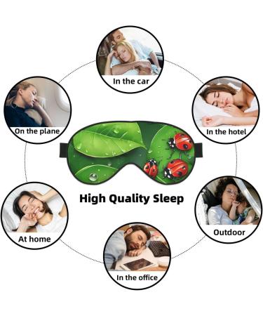 Sleep Mask Eye Cover for Men & Women - Reusable Soft Blackout Design for Better Sleep Travel & Camping Essentials - Perfect Gift for Him & Her - Leaves & Ladybugs Pattern - Buy Online on GoSupps.com