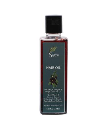 SVATV Hair Oil With Methika Bhringraj & Virgin Coconut Oil Hair Ext. Natural Hair Treatment For Hair Growth  Dry Scalp  Thinning Hair - Best Hair Massage Oil For Men & Women - 100 ml