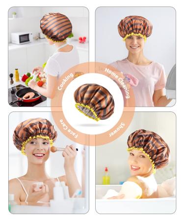 Buy Mikimini 2-Pack Waterproof Shower Hoods - Stylish & Reusable for Women Men Girls & Children | Golden Stripes Design - Buy Online on GoSupps.com