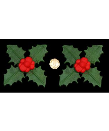 2 x Edible 3D Giant Holly Leaves Leaf with berries 20 colours toppers decorations cake
