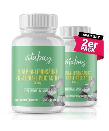 VITABAY R-Alpha lipoic acid 300mg |240 pieces (2 -pack) vegan high -dose capsules |Bio -available laboratory test & manufactured from high -quality raw materials |Antioxidans alpha lipoic acid r alpha 240 pieces (1 Pack)
