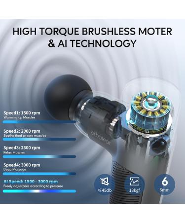 Arboleaf Massage Gun Lightweight Gun with 4 Silicone Attachments 5 Speeds 3000 rpm 2000 mAh USB C Quiet Muscle Gun for Muscle Relaxation - Buy Online on GoSupps.com