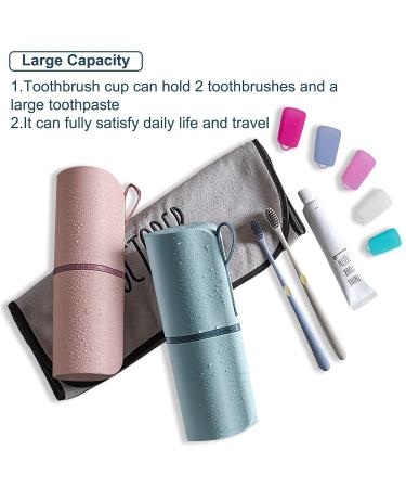 Dadop Travel Toothbrush Case with 5 Silicone Covers - Portable Wash Cup Holder for Travel, Camping, Home - Sky Blue - Buy Online on GoSupps.com