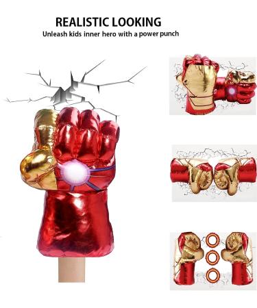 Incredible HOK Superhero Gauntlet Smash Hands Green Iron Man Gold - Soft Plush Gloves Pair - Buy Online on GoSupps.com
