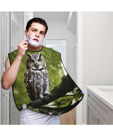 Owl Tree Branches Print Beard Bib Apron - Best Beard Hair Catcher for Men | Trimming & Shaving Cloth - Buy Online on GoSupps.com