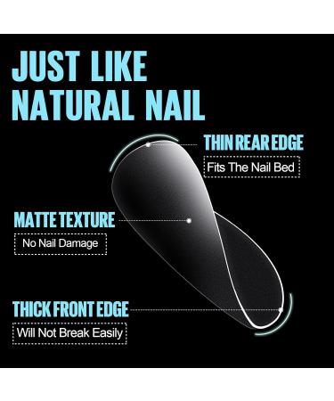 Tomicca Almond Short Nail Tips - 360 Pieces 15 Sizes Soft Gel Full Cover Pre-shaped Matt Art Nails for Gel Nails - Buy Online on GoSupps.com