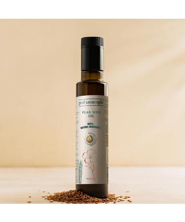 Prof Saracoglu Flaxseed Oil Cold Pressed & Solvent-Free, Plant-Based Omega 3 Source with Lignans and Carotenoids, Vegan Oil for Daily Wellness, 8.45 fl oz (Flaxseed) - Buy Online on GoSupps.com